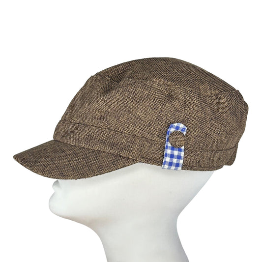 Ladies Cadet Hat Military Conductors Hat Soft Cap Womens Brown Short Bill