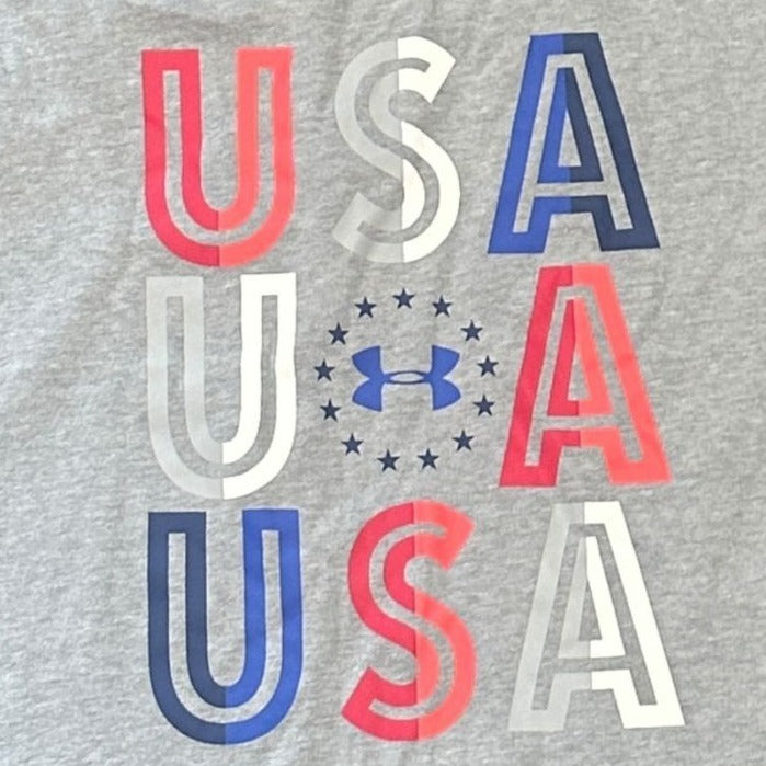 Under Armour Womens M UA Freedom USA Champ Gray Tank Shirt 1353985-036