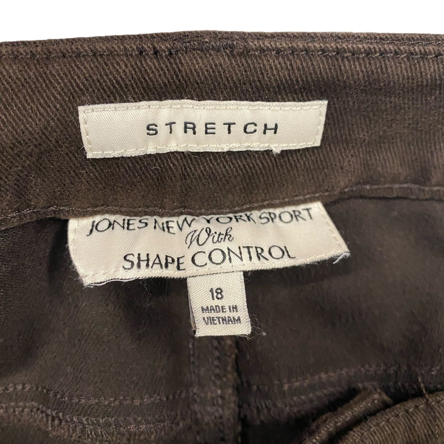 NWT Jones New York Sport Shape Control Jeans Stretch Brown Straight Size 18