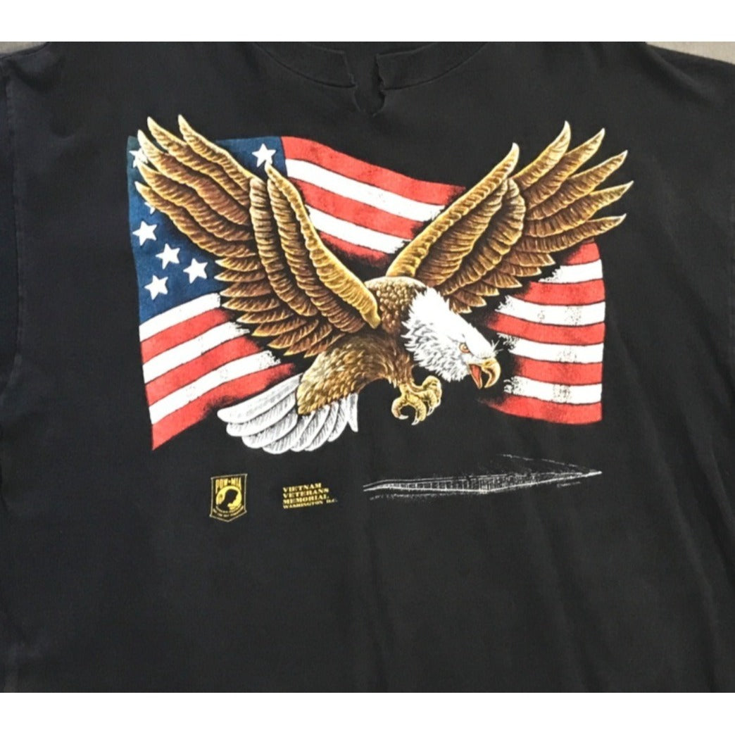 Unbranded M American Flag Bald Eagle Graphic Black T Shirt Prisoners of War