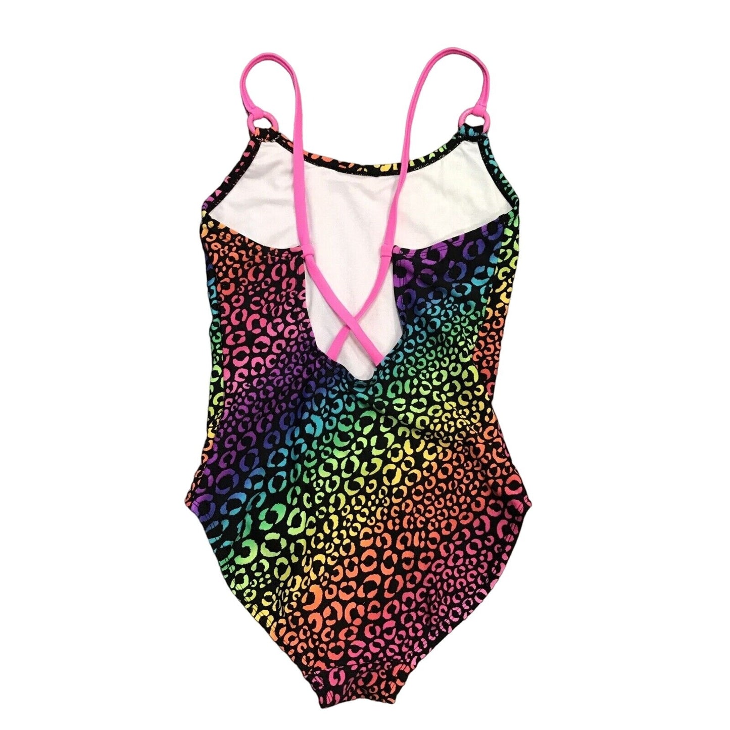 SO Kohls Girls Size 12 One Piece Swimsuit Multicolored Leopard Print Swimwear