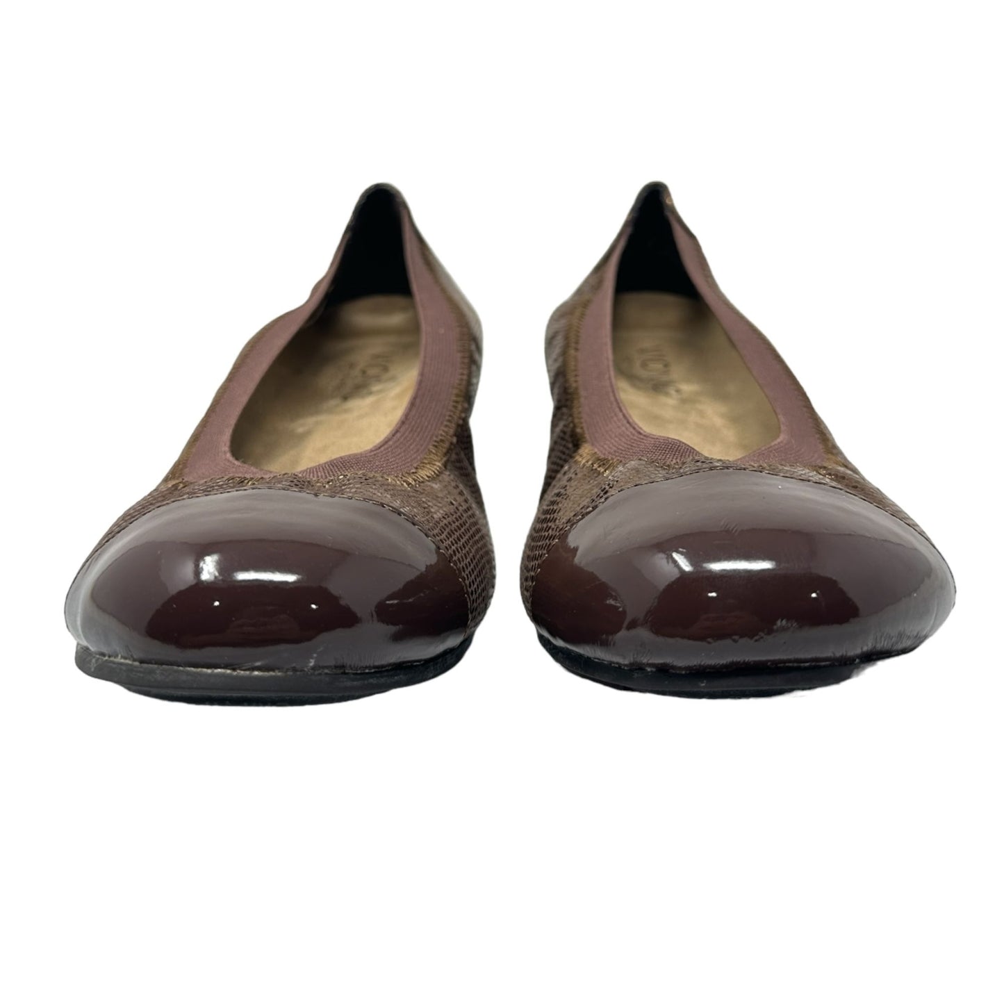 Vionic Womens 6 Allora Brown Ballet Flats Metallic Comfort Orthoheel Footbed