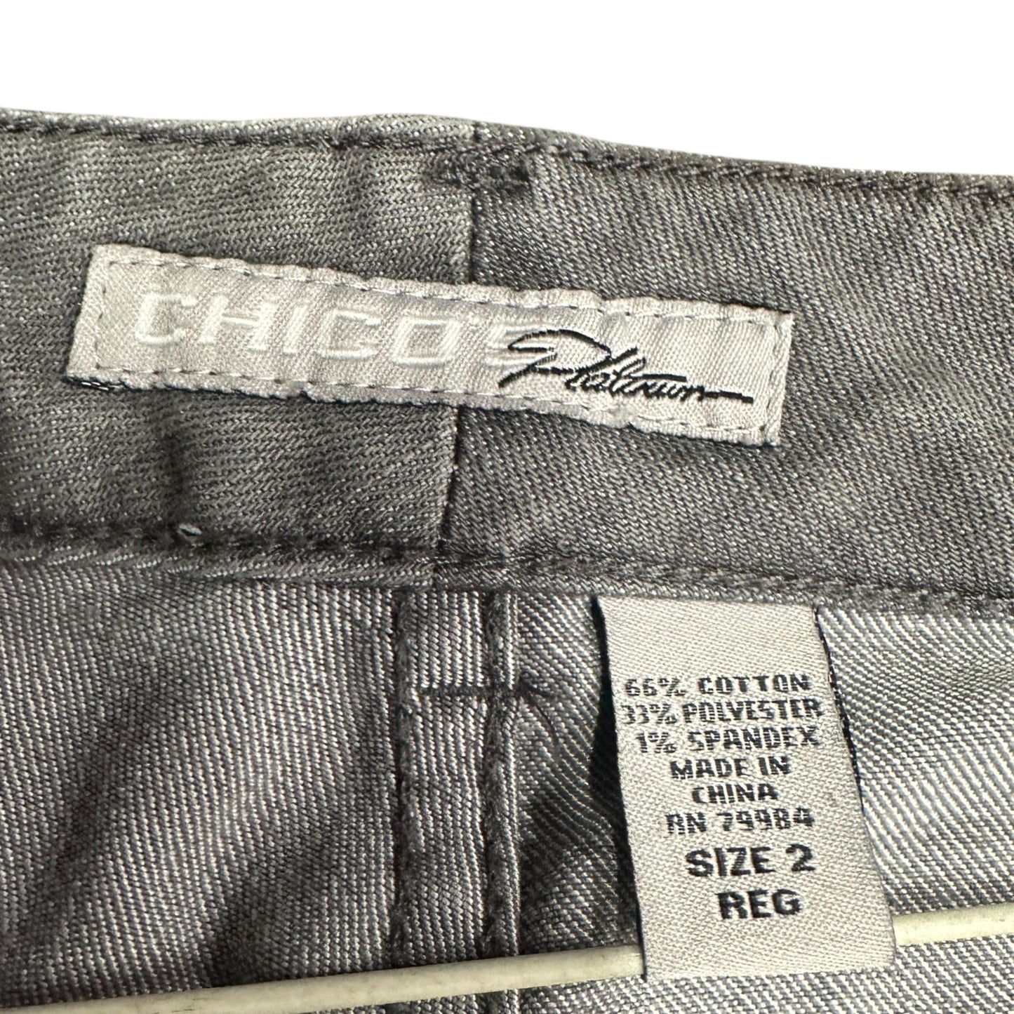 Vtg Chicos Platinum 2 Jeans Gray Straight Leg High Rise Minimalist Normcore L