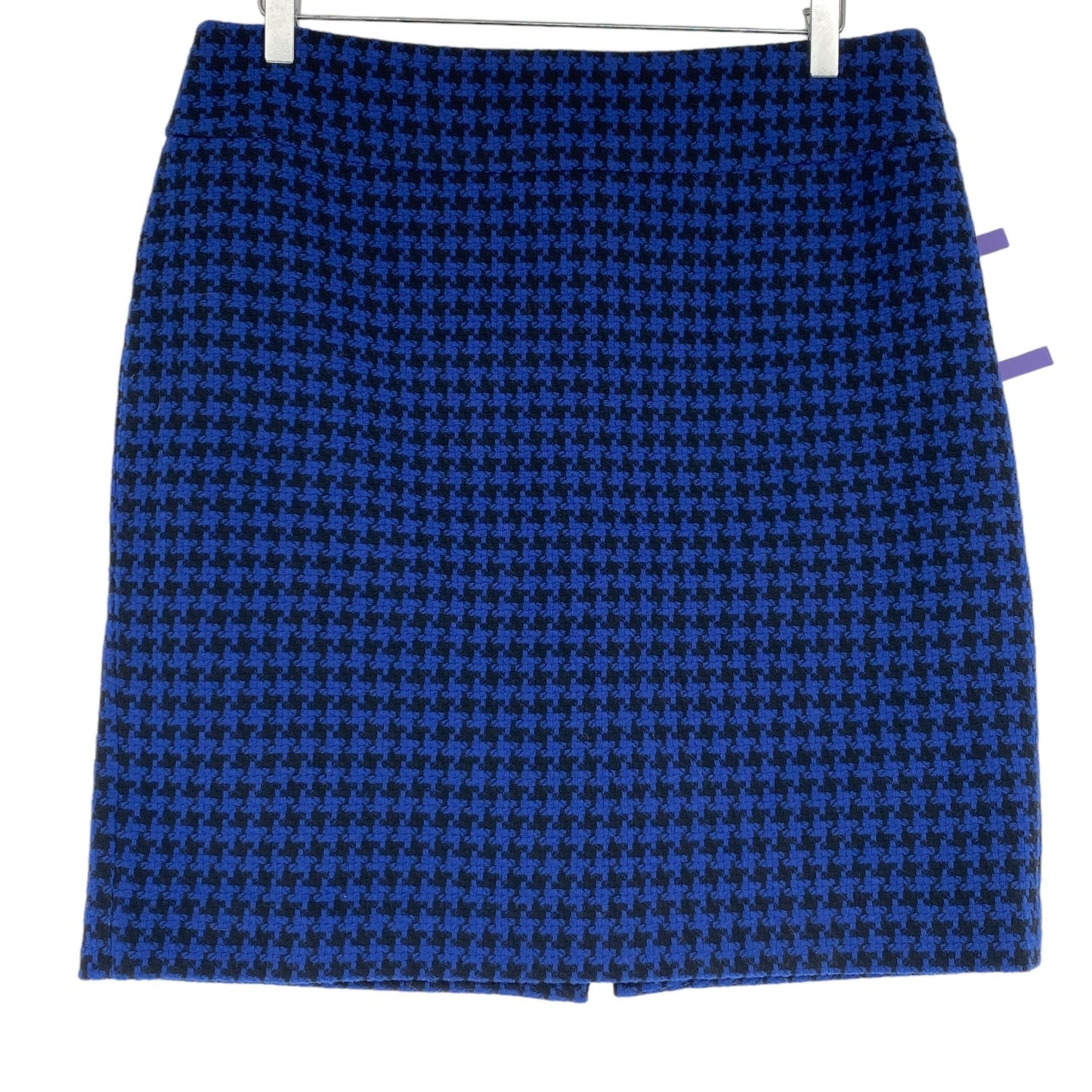 Ann Taylor 12 Blue Houndstooth Pencil Skirt Wool Blend Lined Career Office