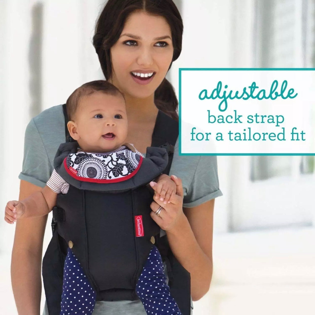 Infantino Swift Classic Carrier 8-25lbs - 2 Ways to Carry Black Carrier with Bib