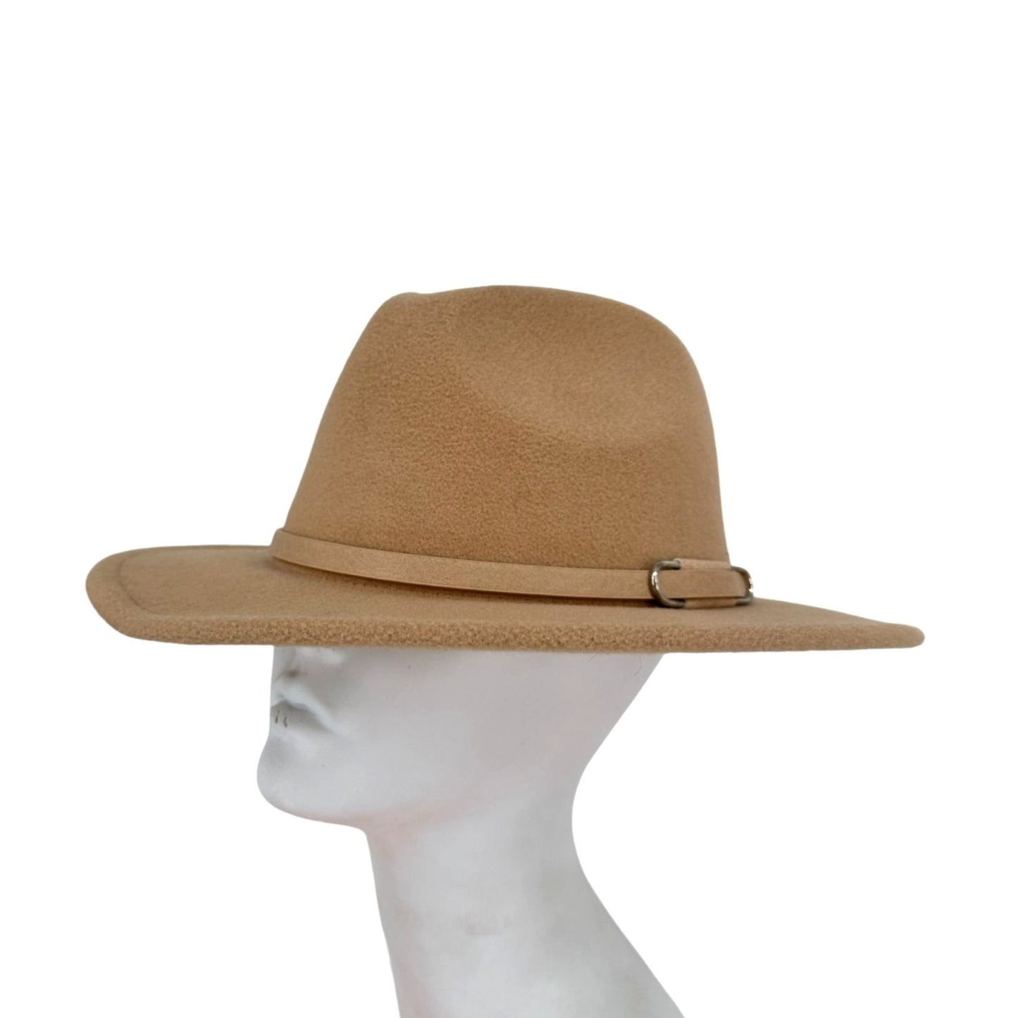 Womens Tan Fedora Belt Accent Wide Brim Fashion Urban Cowgirl Hat Accessories