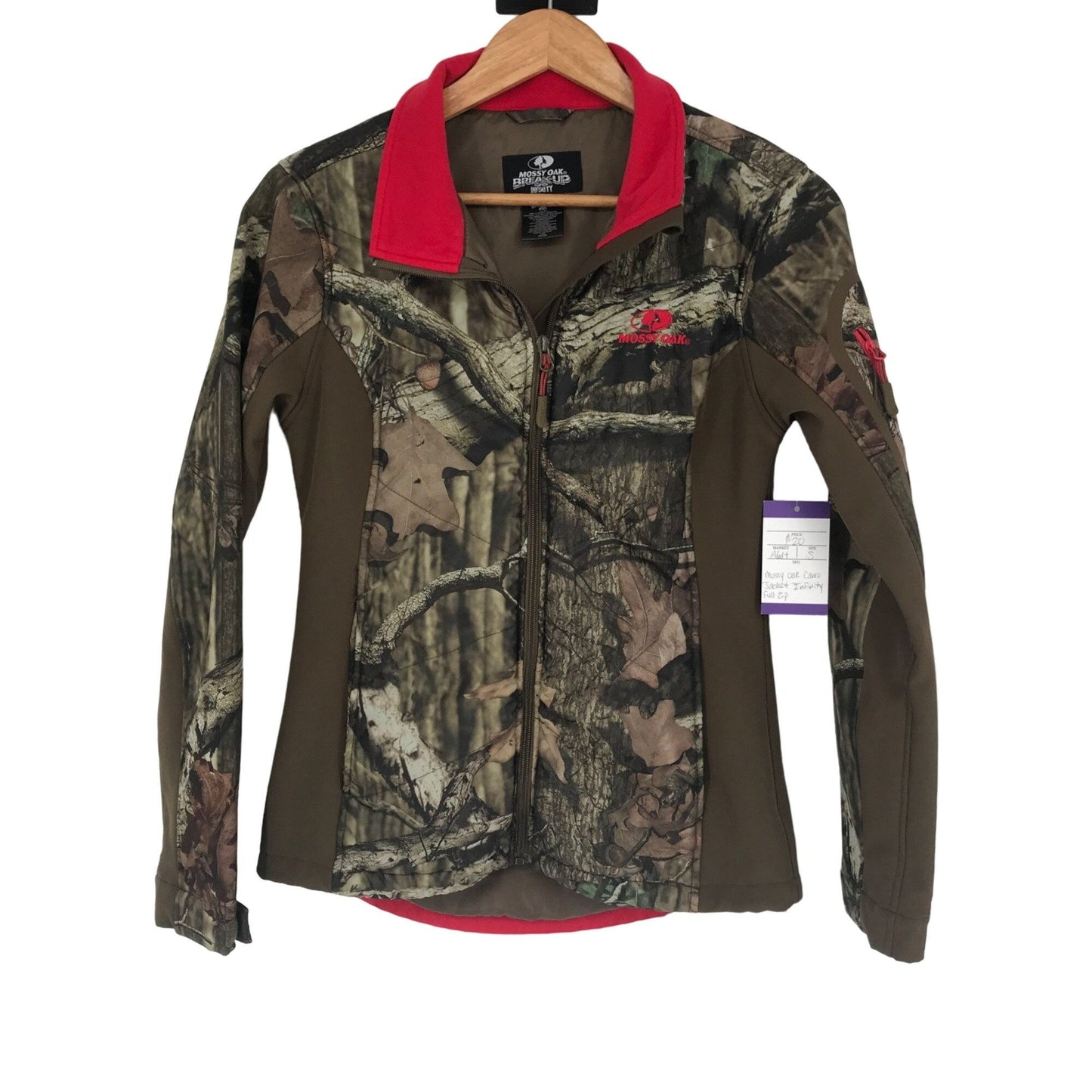 Mossy Oak Break-Up Infinity S 34/36 Camo Jacket Full Zip Pockets Red Accent Logo