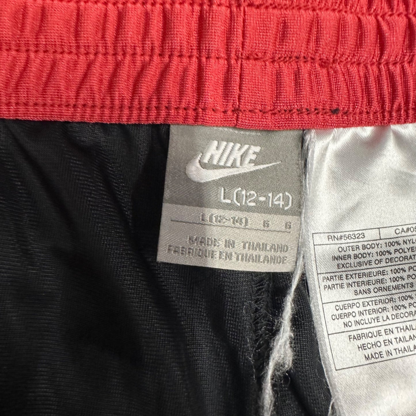 Nike Womens L Athletic Workout Pants Drawstring Elastic Waist Black Red Logo