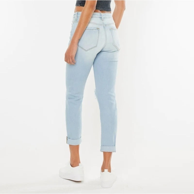 KanCan Greer Ultra High Rise Mom Jeans 11/29  Juniors Lt Wash Distressed KC9226M
