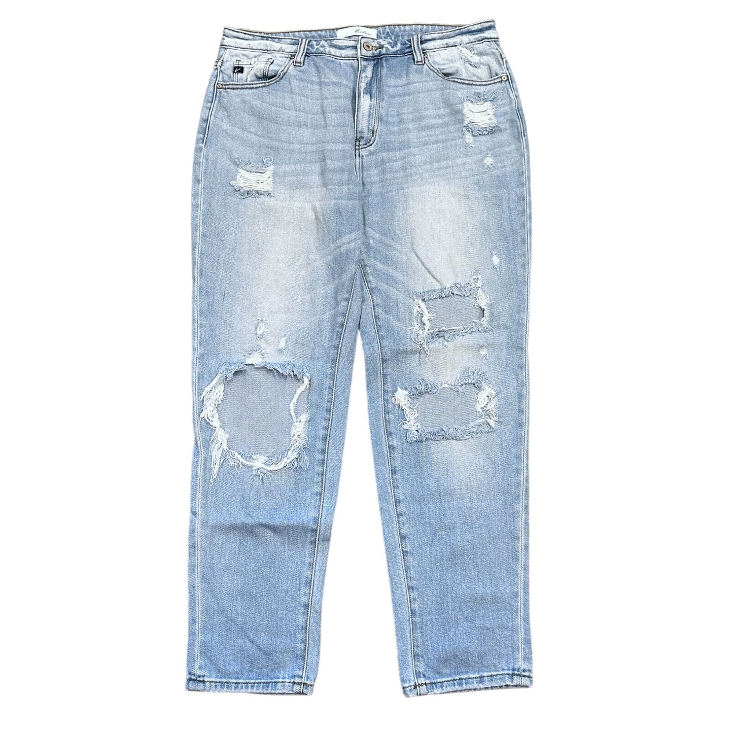KanCan Greer Ultra High Rise Mom Jeans 11/29  Juniors Lt Wash Distressed KC9226M