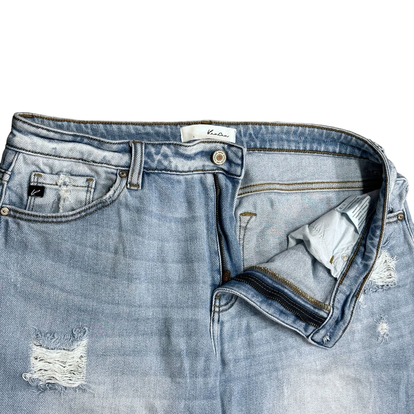 KanCan Greer Ultra High Rise Mom Jeans 11/29  Juniors Lt Wash Distressed KC9226M