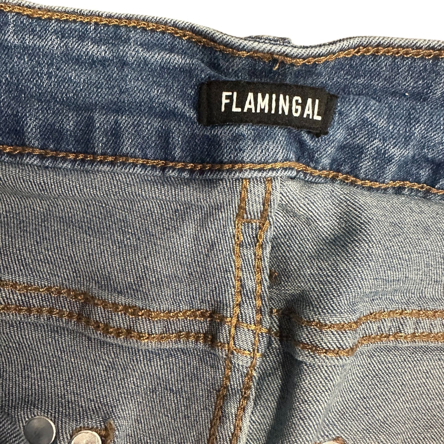 Flamingal Embroidered High Rise Flared Jeans Bull Floral Southwestern Womens S