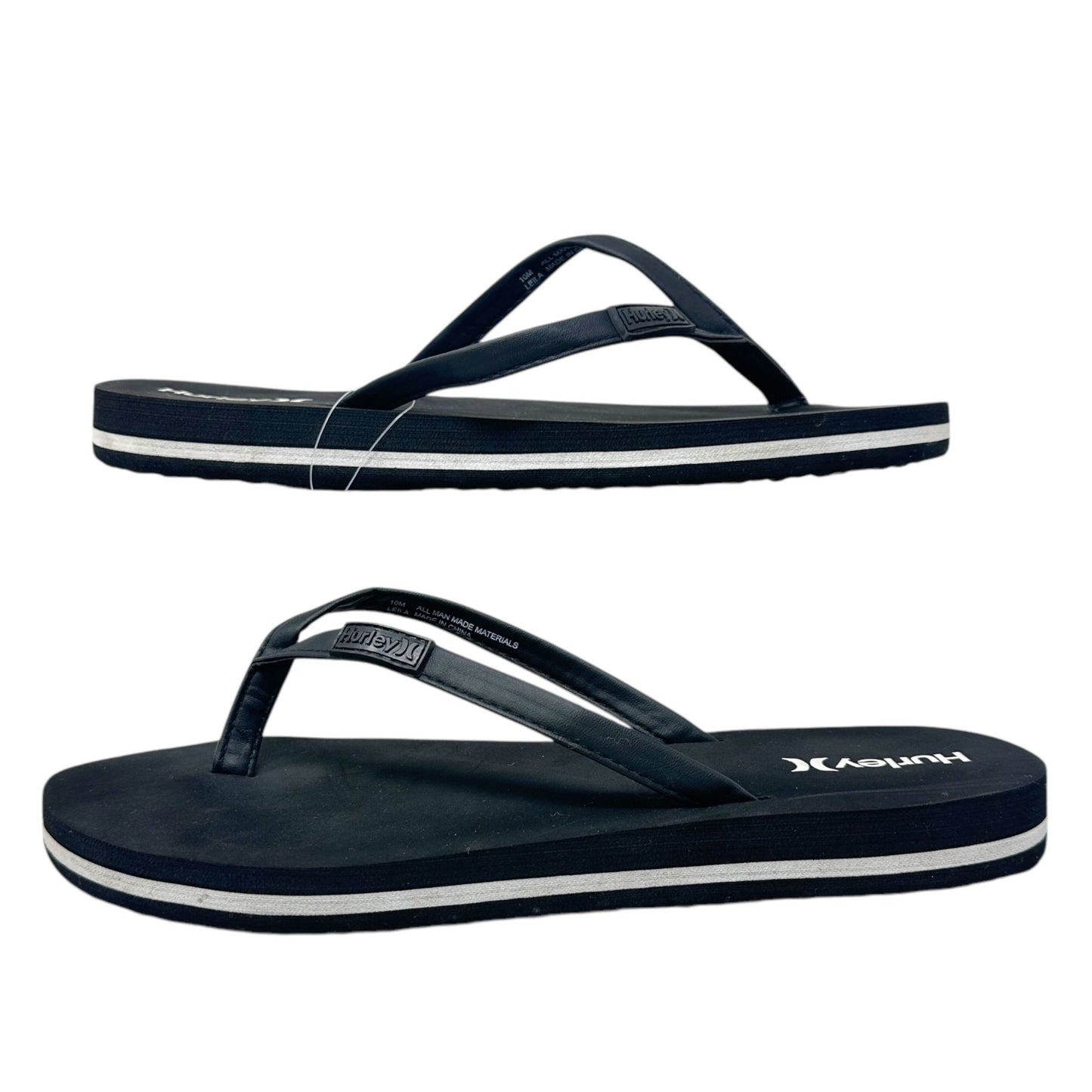 Hurley Leila Womens 10 Black Thong Sandals Flip Flops Slide On Comfort Cushioned