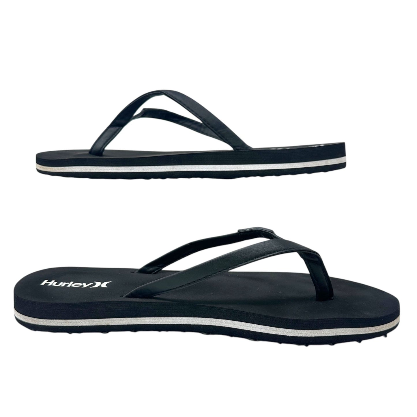 Hurley Leila Womens 10 Black Thong Sandals Flip Flops Slide On Comfort Cushioned