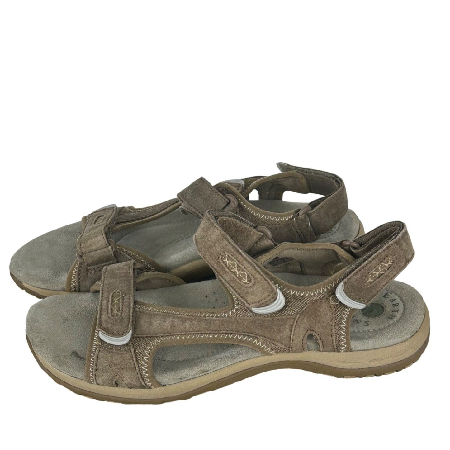 Earth Origins Womens 9 Brinkley Leather Sandals Tan NuBuck Strappy Comfort