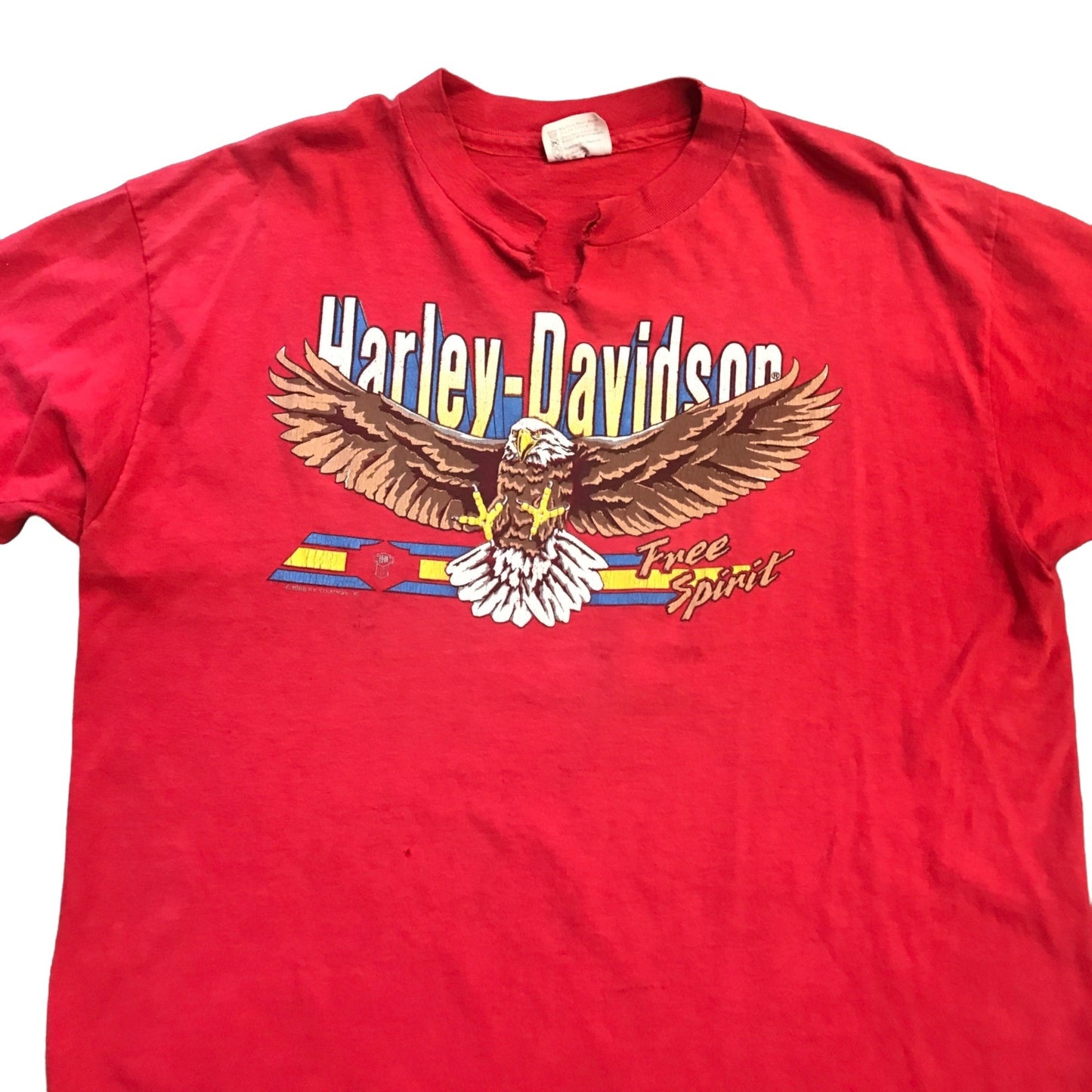 Vintage XL Red Harley Davidson Free Spirit Eagle Michaels Cycle Service JAX FLA