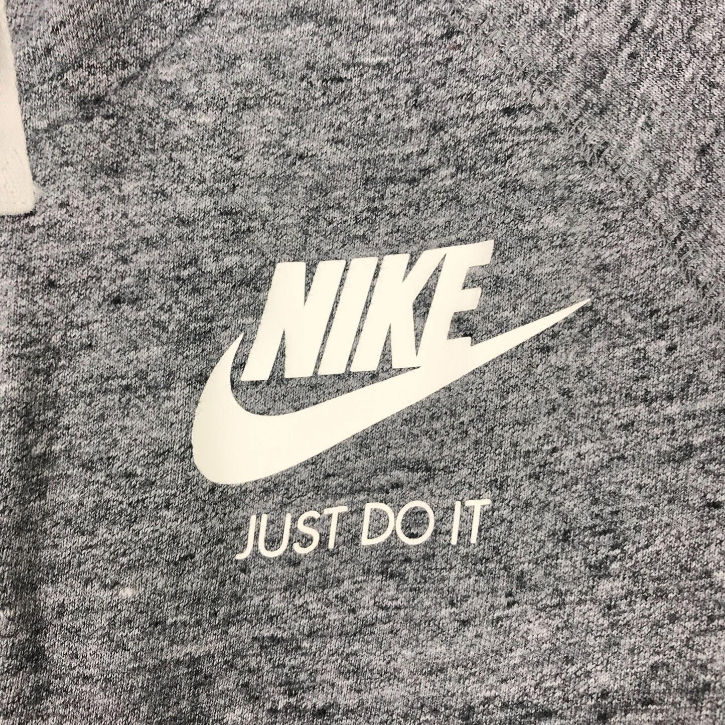 Nike S Heather Gray Full Zip Drawstring Hoodie "Just Do It" Logo Long Sleeve