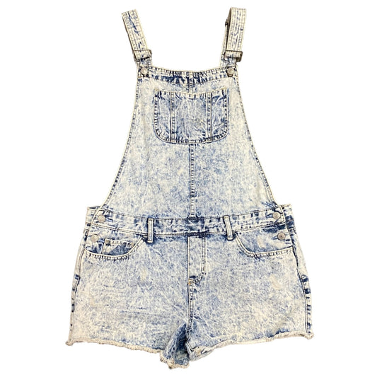 Amethyst Womens 11 Denim Overalls Shortalls Acid Wash Lace Trim Pockets