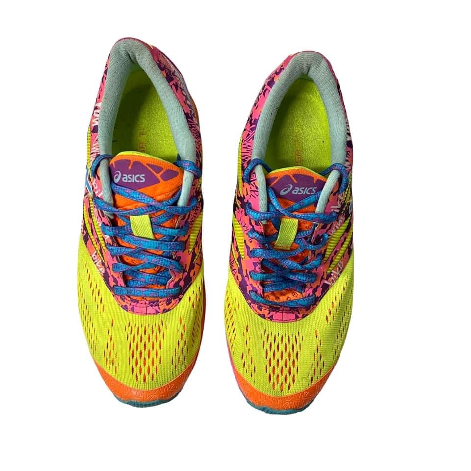 Asics T580N Gel Noosa Tri 10 Triathlon NEON Pink Yellow Shoes Womens Sz 6.5