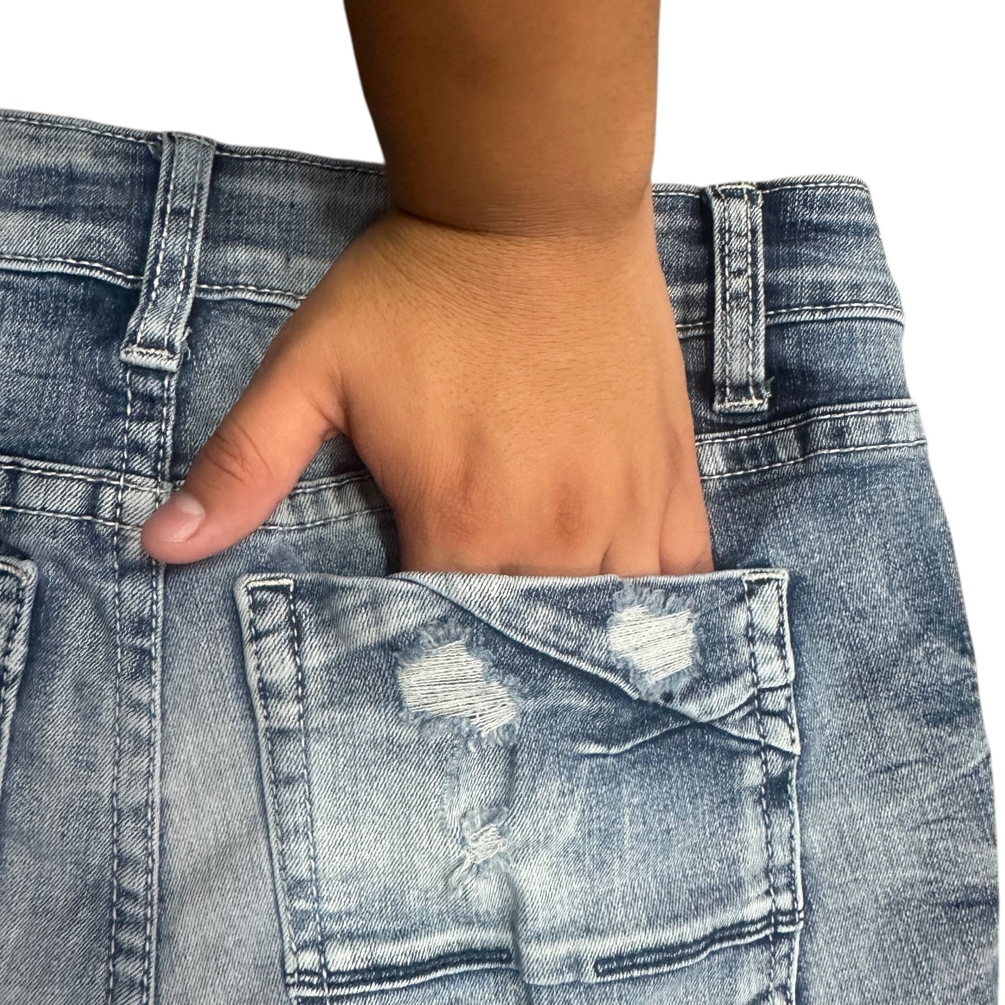 BKE Denim Victoria Womens 28 Distressed Jean Shorts Blue Frayed Hem