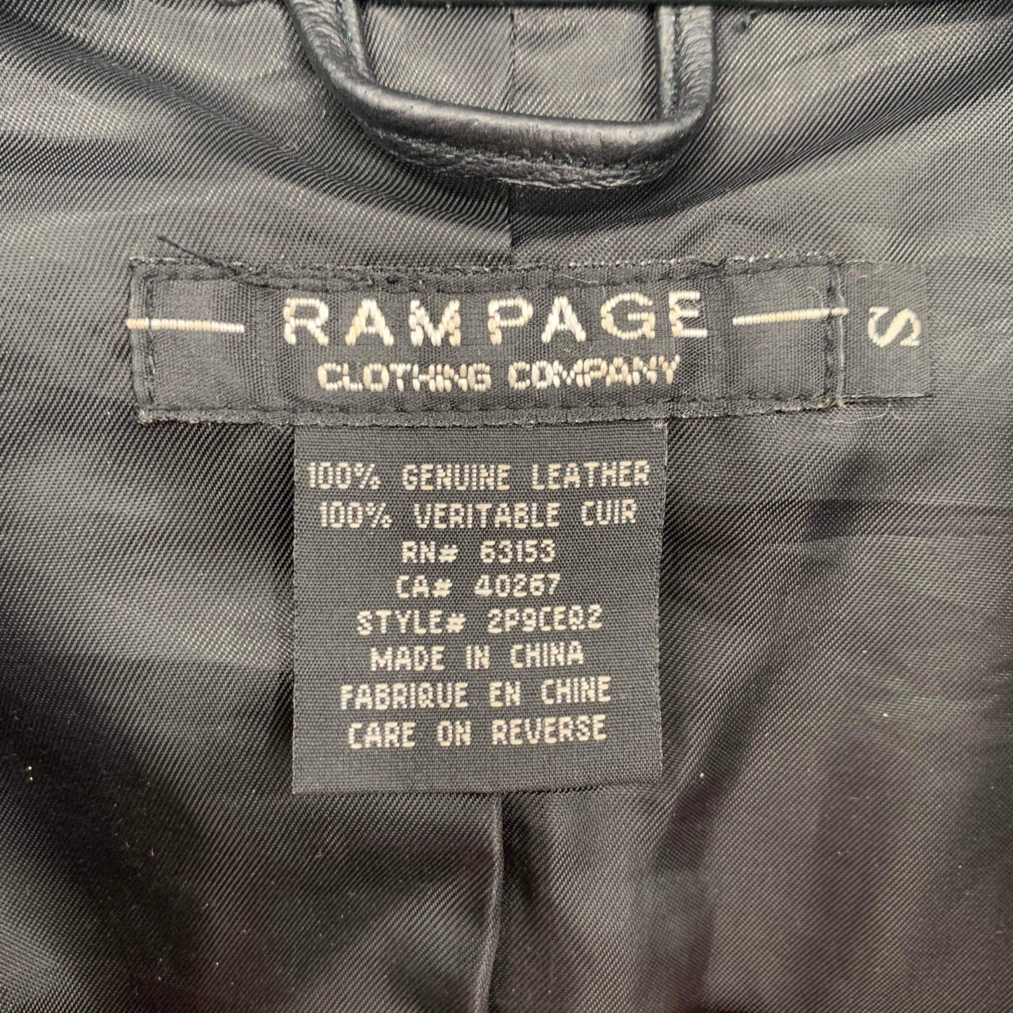 Rampage Womens S Black Genuine Leather Zip Up Jacket Mandarin Collar Zip Pockets