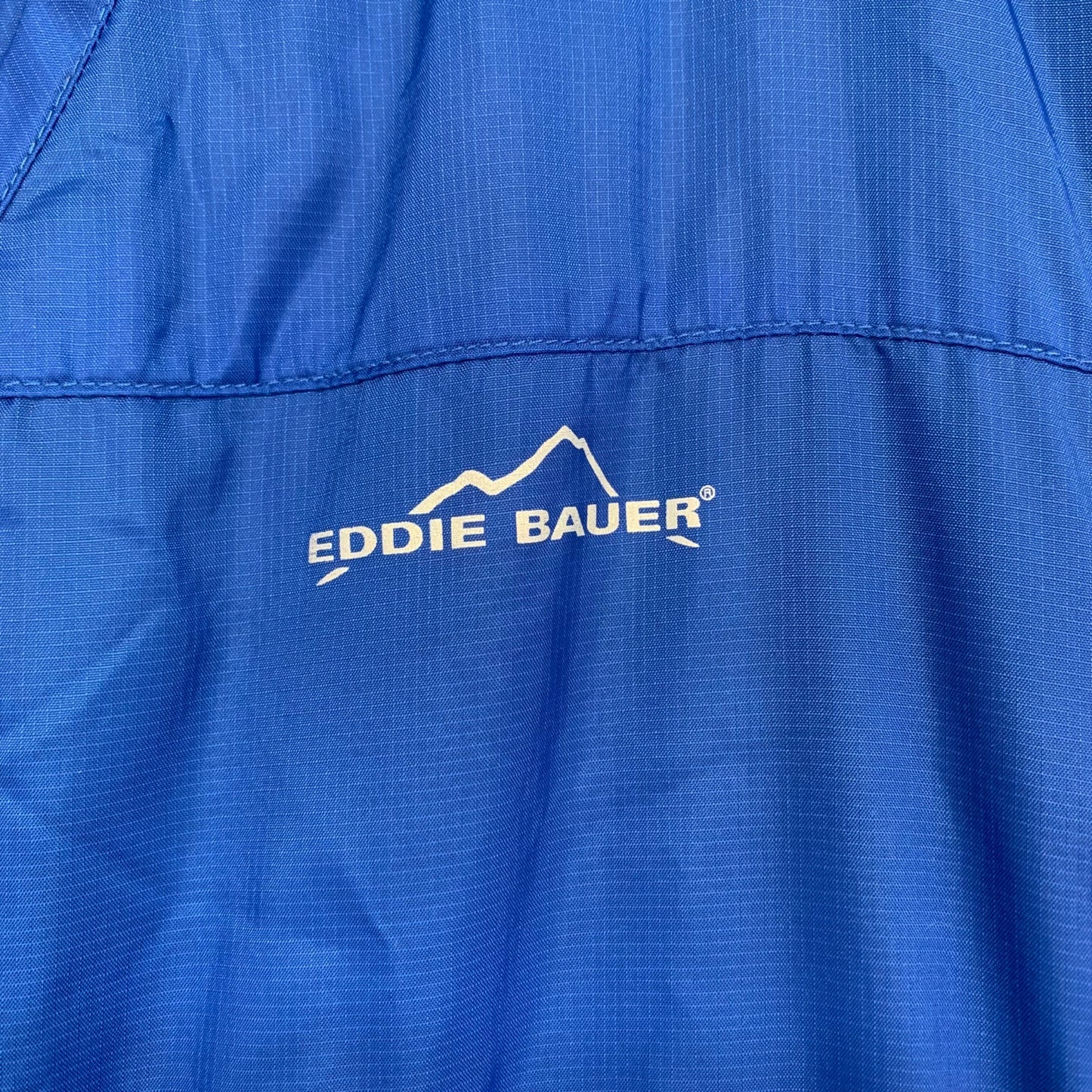 Eddie Bauer XL Blue Windbreaker Jacket Hooded Full Zip Inside Outside Pockets