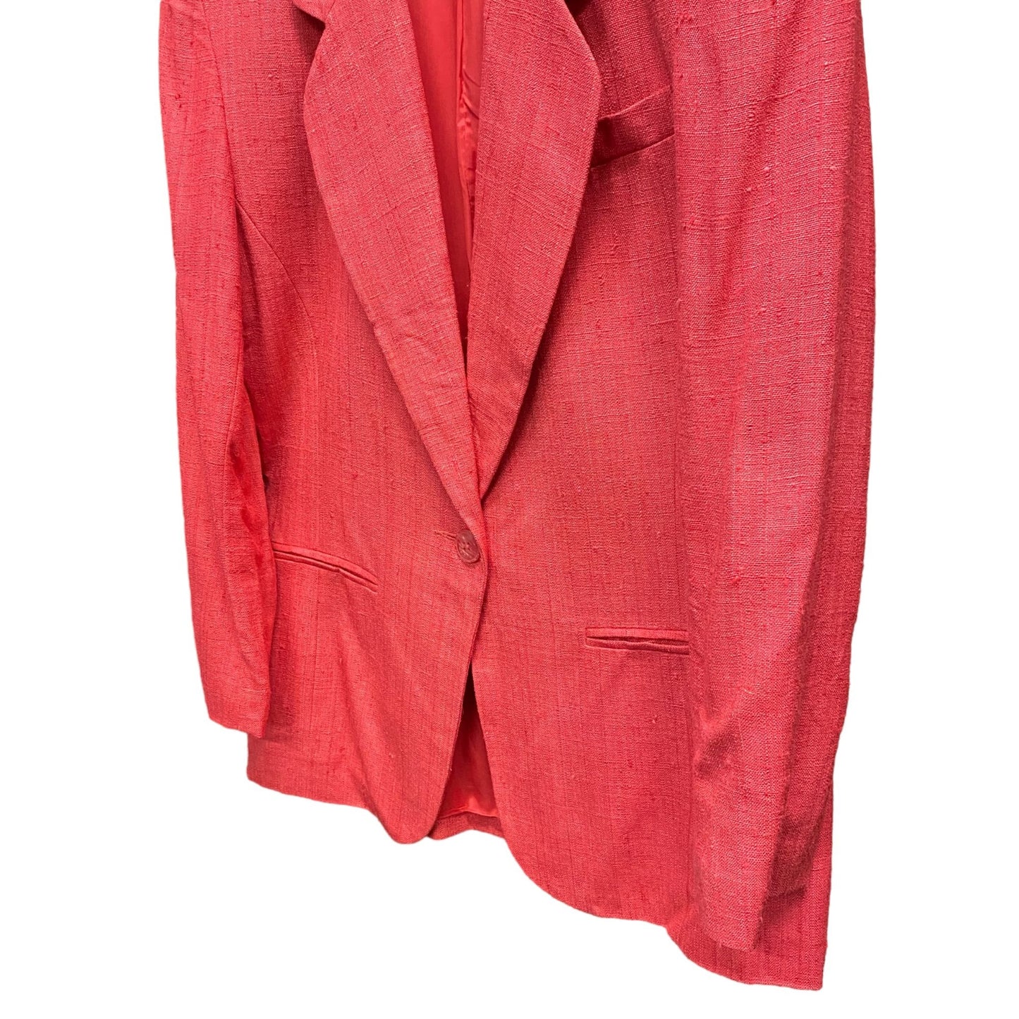 Casual Corner Womens 8 Red Silk Blazer Jacket One Button Long Sleeve Workwear