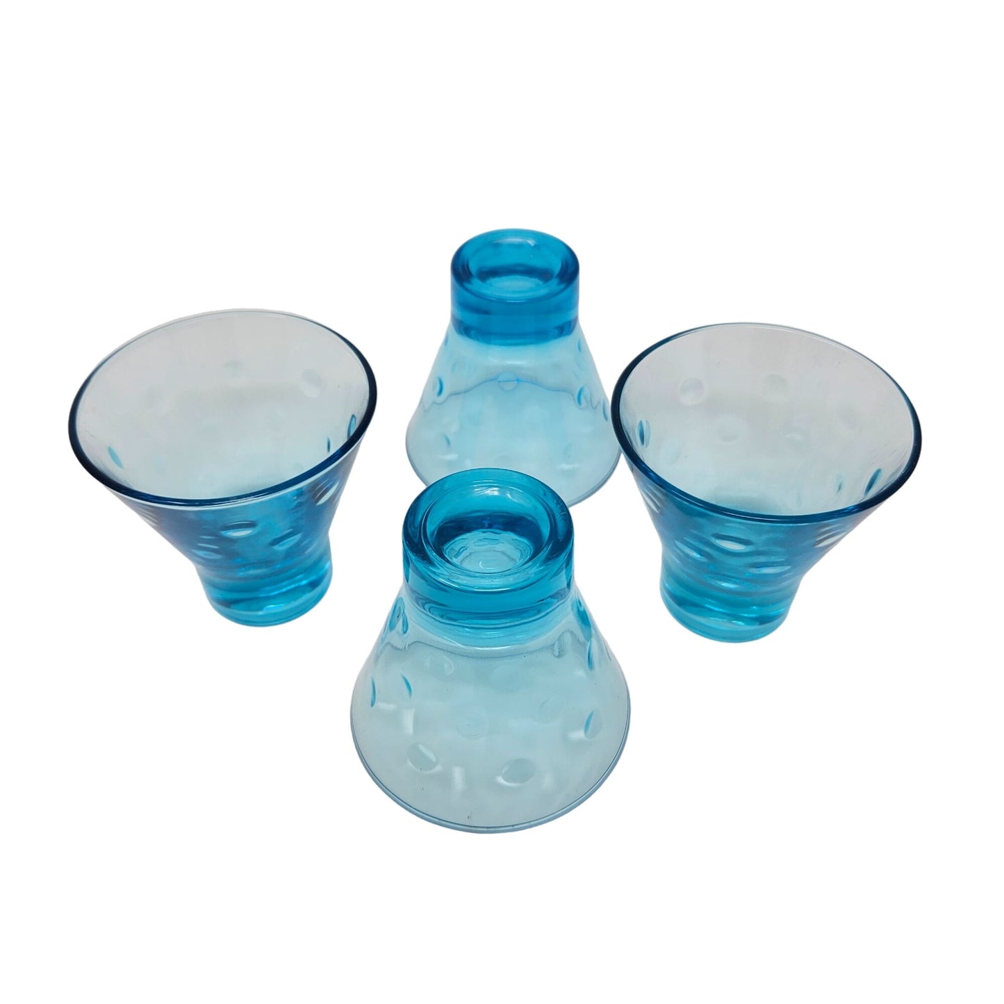 Vintage MCM Hazel Atlas Turquoise Blue Capri Dot Whisky Shot Glasses Set of 4