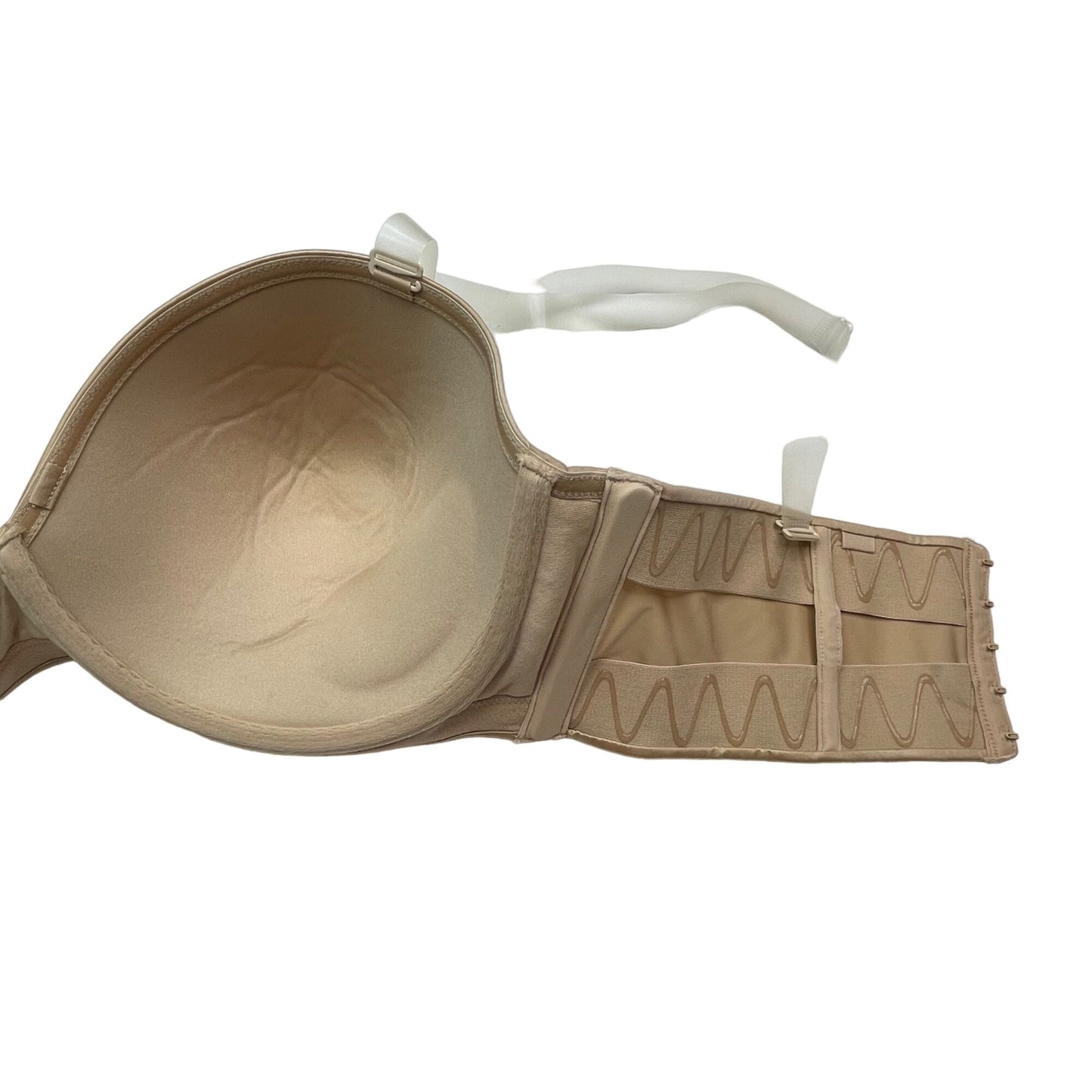 Cacique 40F Tan Strapless Bra Lined Underwire Lightly Padded Removable Straps