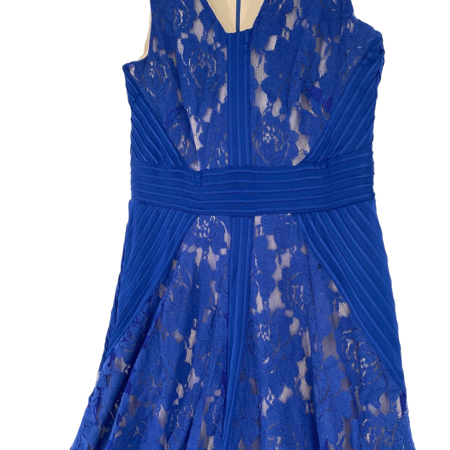 Danny Nicole Womens 4 Royal Blue Sheath Dress Lace Fit Flare VNeck Sleeveless