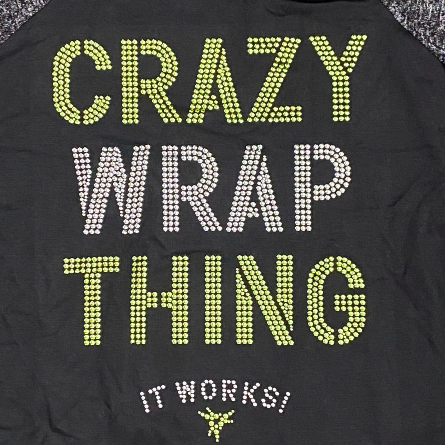 It Works! Distributor Shirt Womens L Crazy Wrap Thing Black Gray Long Sleeve