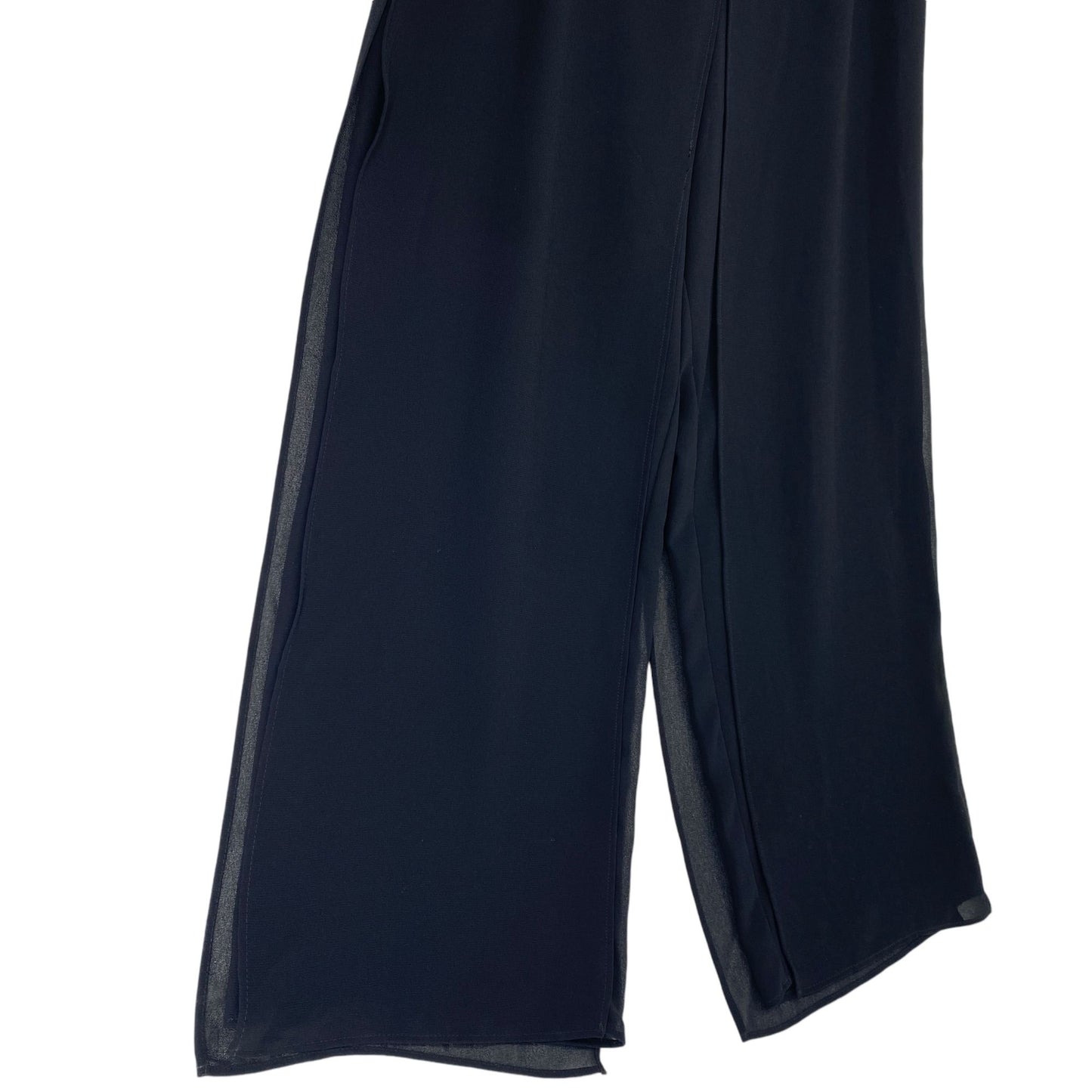 JR Nites Black Palazzo Pants 16 Sheer Overlay Wide Split Leg High Waisted 90s