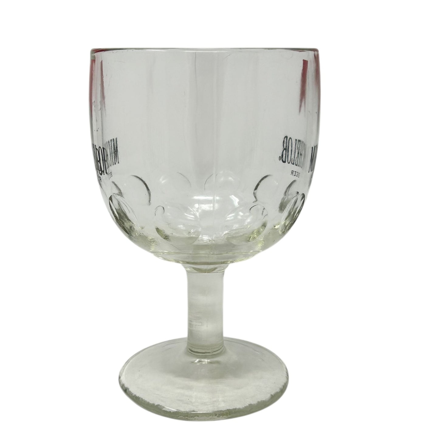 Vintage Michelob Beer Thumbprint Goblet Glass 16 oz Red Logo Barware Breweriana