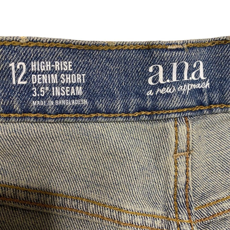 NWT ANA 12 High-Rise Denim Short 3.5" Inseam Stretch Blue Jean Shorts Lt Vintage