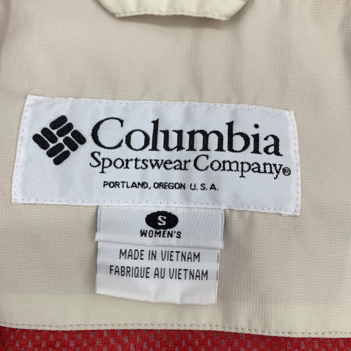 Columbia Packable Rain Jacket Windbreaker Hooded Full Zip Womans S Red Tan