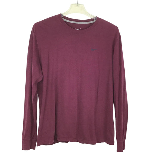 Nike XL Athletic Knit Shirt Layering Regular Fit Long Sleeve Crew Neck Burgundy