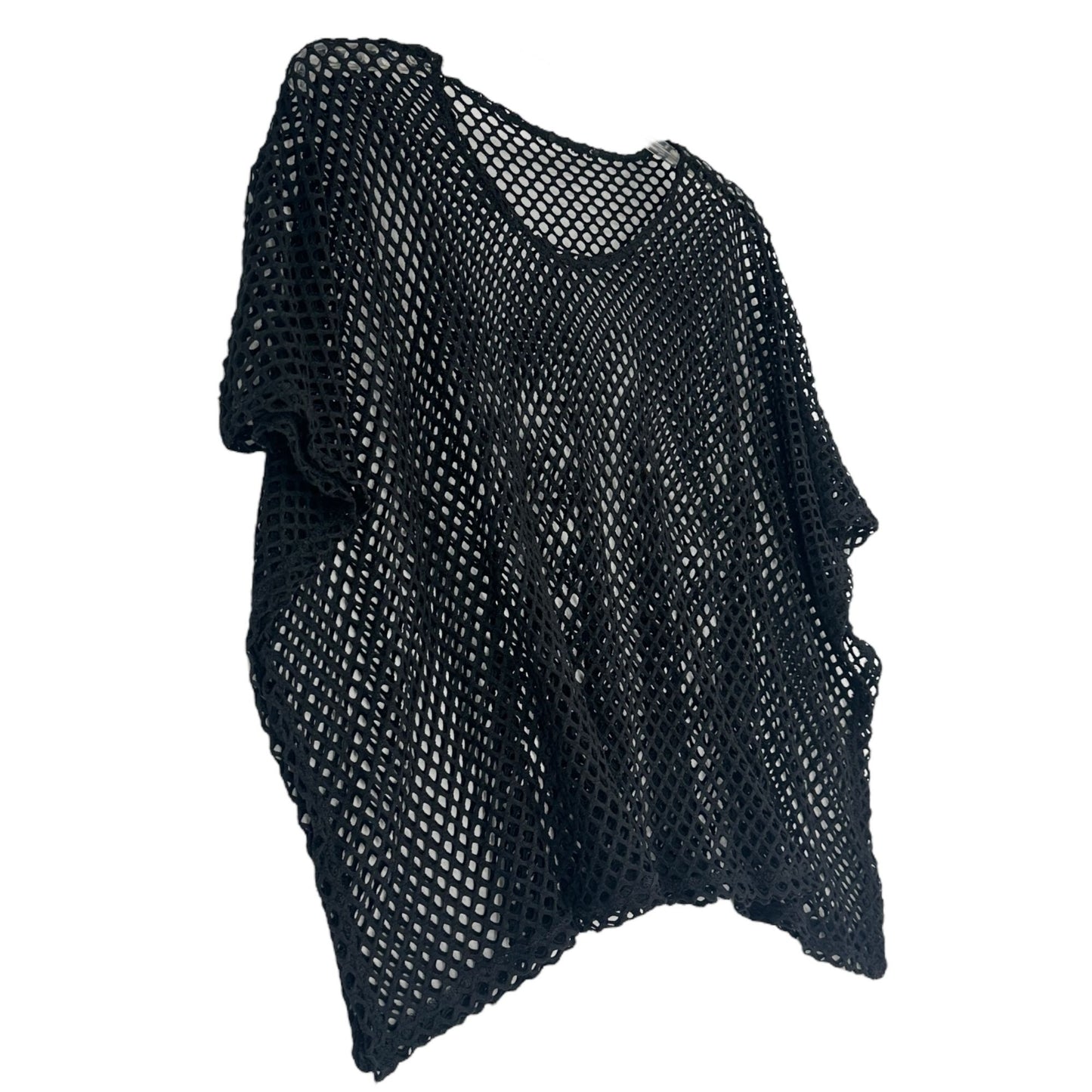 Trendy Womens Black Mesh Shirt Cover Up Rave Top Dolman Sleeve