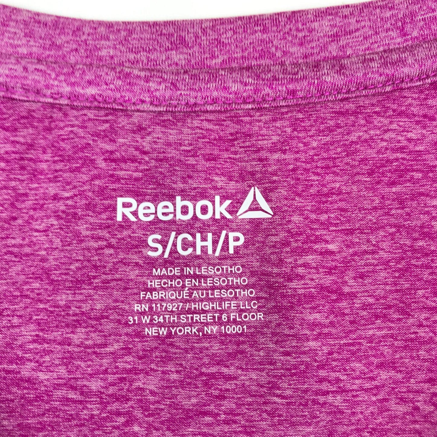 Reebok S Athletic Short Sleeve TShirt Short VNeck Heathered Pink Stretch Running