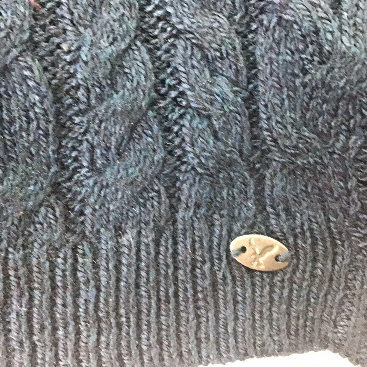 NWT AEO S Navy Blue Cable Knit Sweater Long Sleeve Pullover Round Neck Side Zip