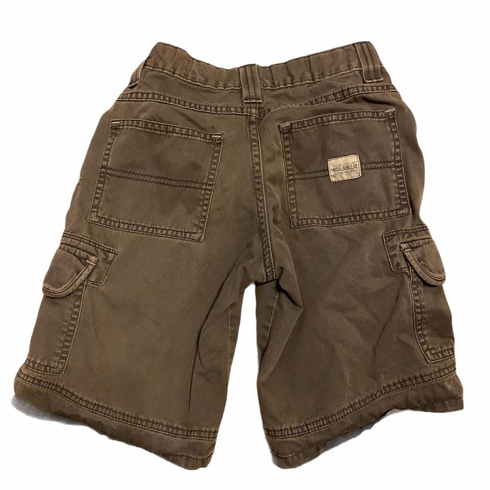 Boys size 8 Cargo Shorts Green Brown Pockets Knee Length - Lot of 2