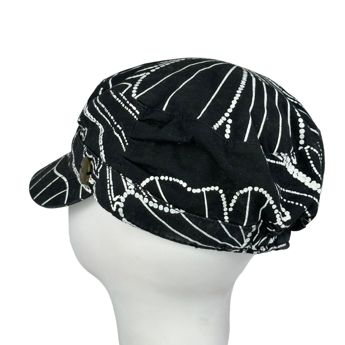 O'Neill Black White Fashion Pageboy Hat Logo Floral Print Embroidered y2K