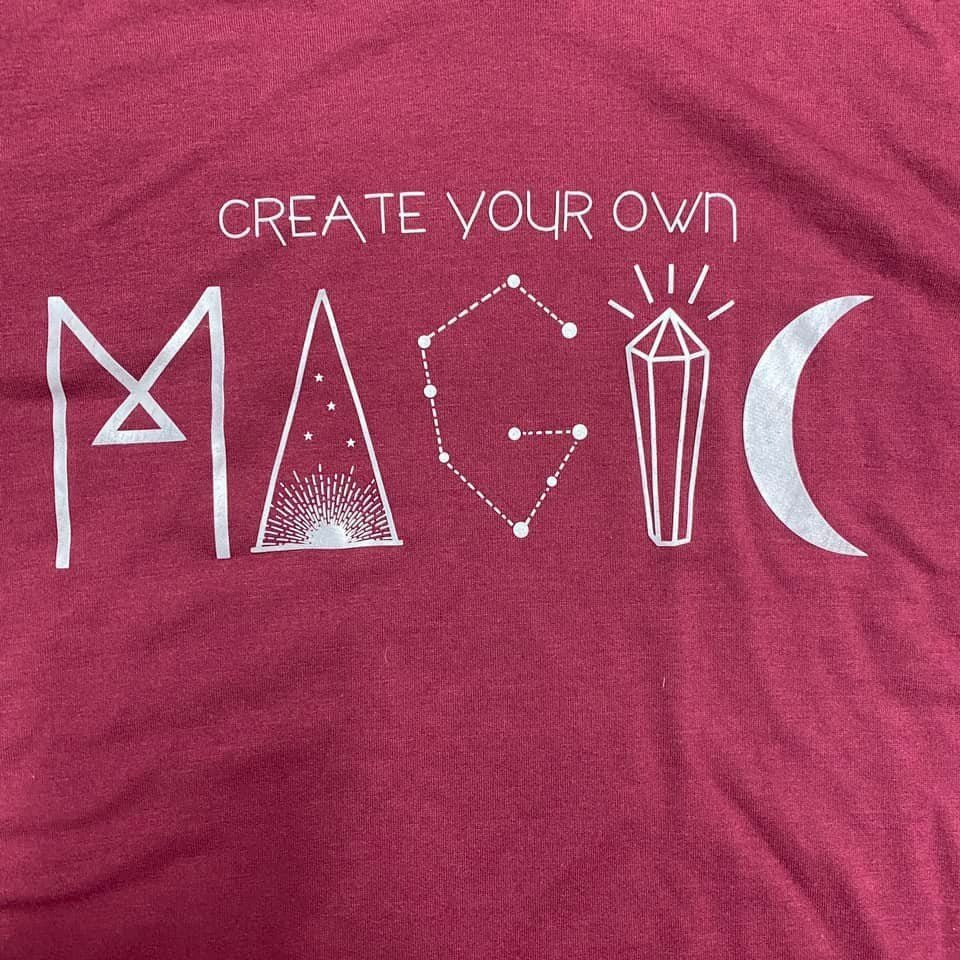 "Create your own Magic" Unisex Youth L 10/12 Hoodie Graphic Print Crystal Star Sun Moon