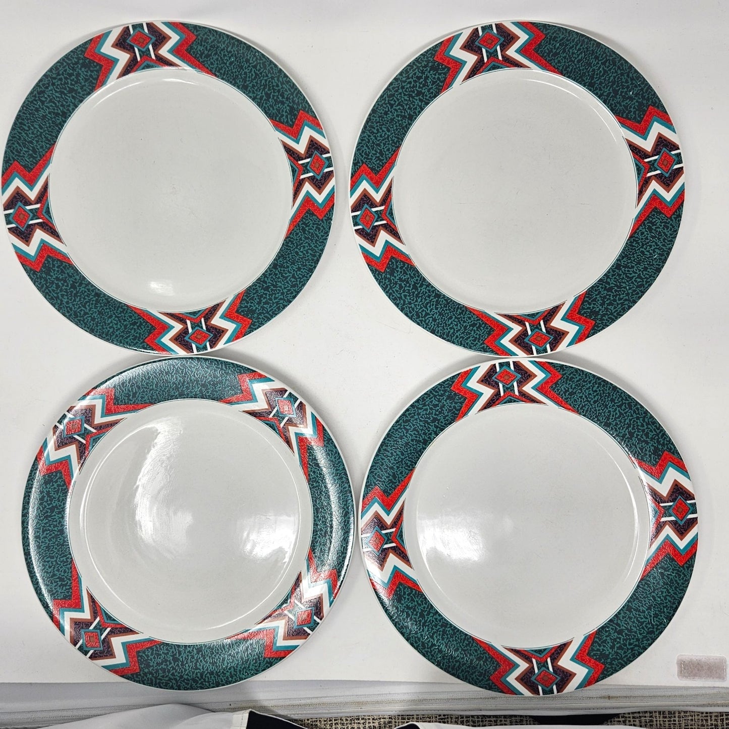 Gibson Designs Mojave Set of 4 Dinner Plate Diameter 10 3/4 inch Aztec Southwest