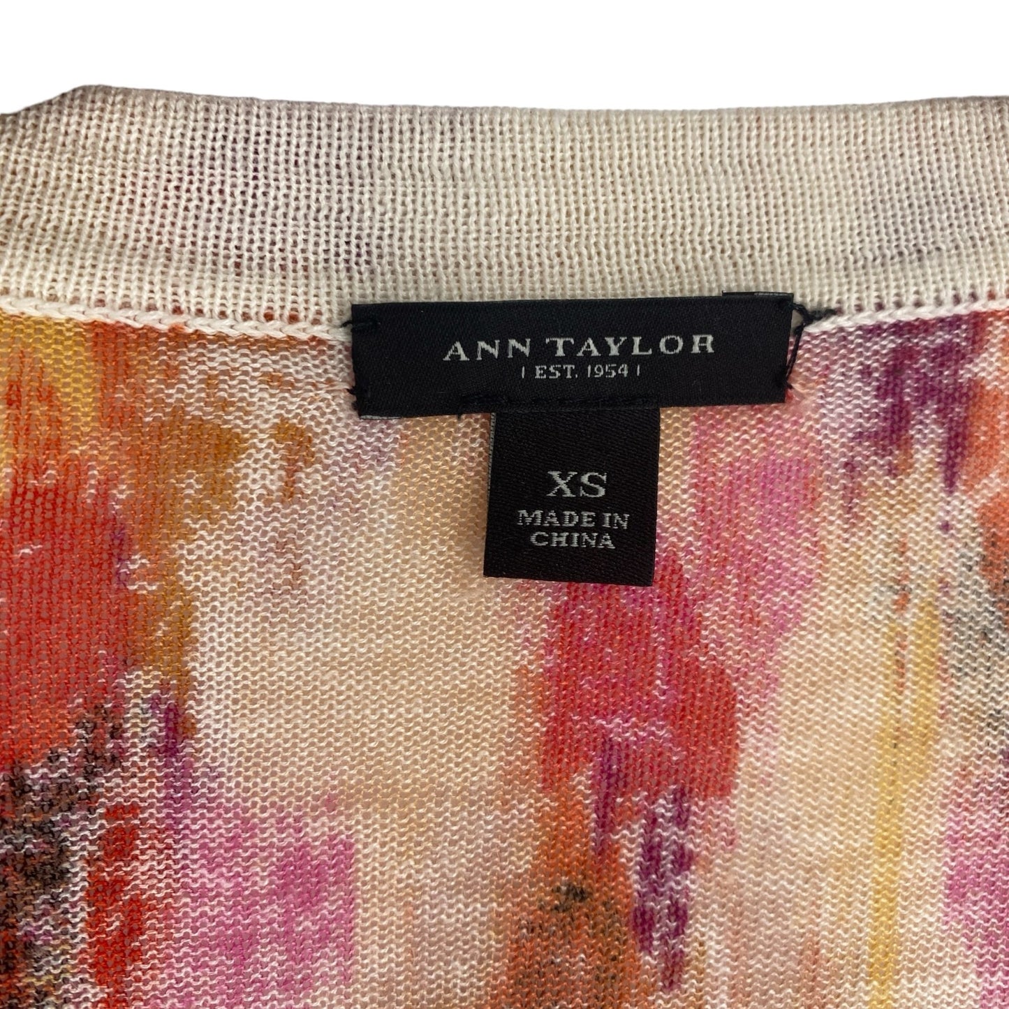 Ann Taylor XS Silk Linen Cardigan 3/4 Sleeve Aztec Colorful Boyfriend Southwest