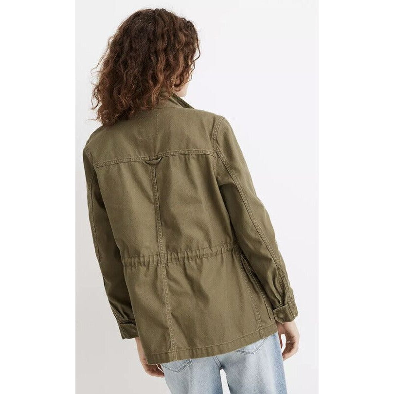 Madewell Womens M Olive Green Passage Military Utility Cargo Jacket Full Zip