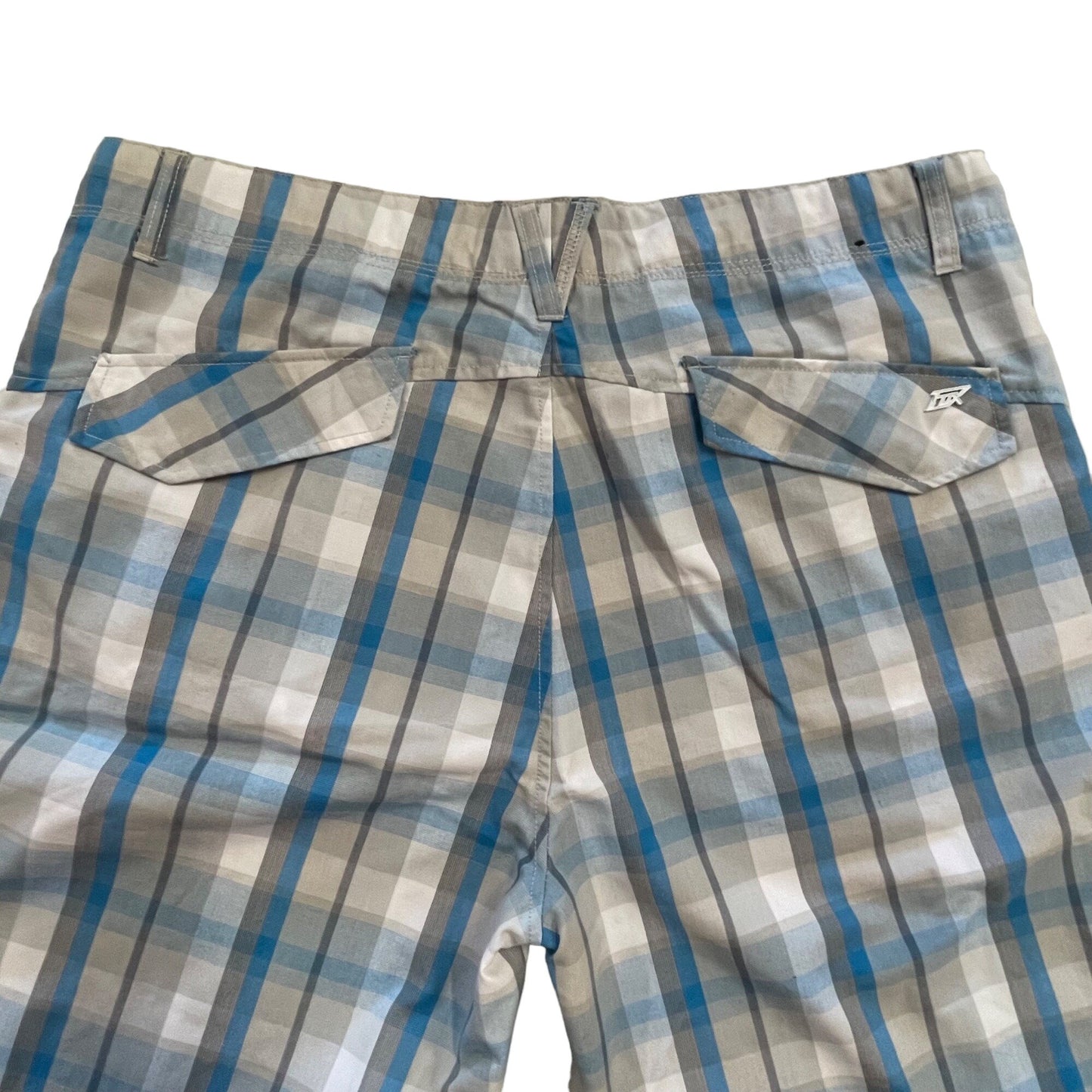 Fox Mens 38 Plaid Shorts 5 Pocket 9" Inseam Chino Blue Gray Lightweight