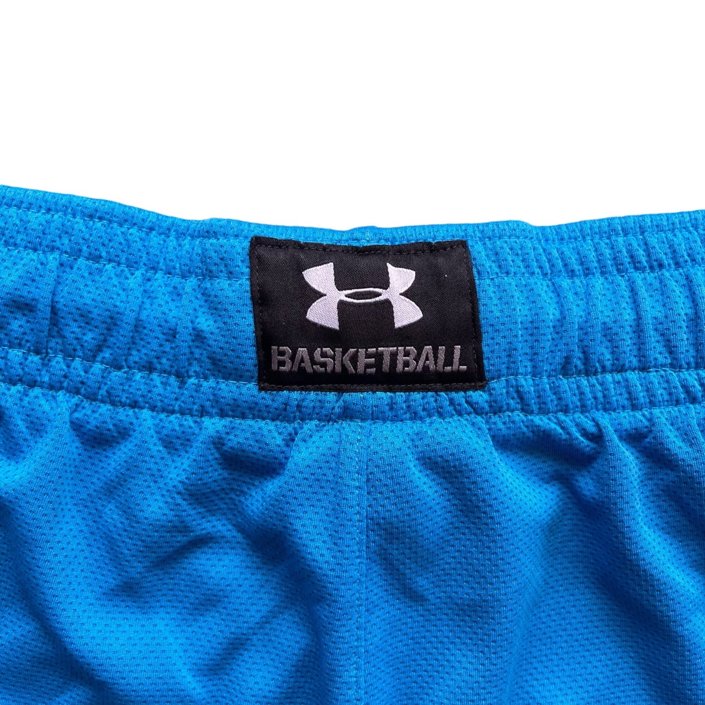 Under Armour Mens S Basketball Shorts Blue Red Elastic Waist Drawstring Gym