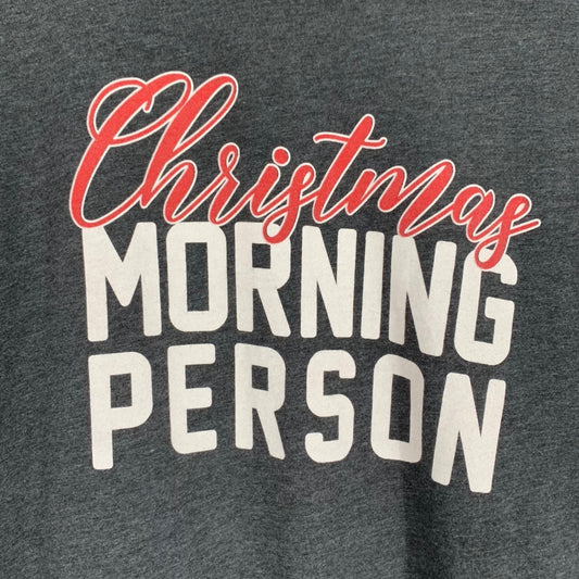 LuLaRoe 3XL "Christmas Morning Person" Ringer TShirt Gray Short Sleeve Holiday