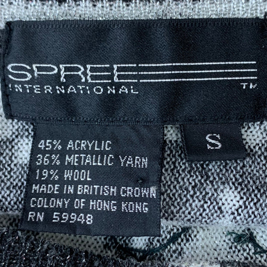 Vtg 80s Spree Intl Metallic Sequined Sweater S Shoulder Pad Statement Retro Glam