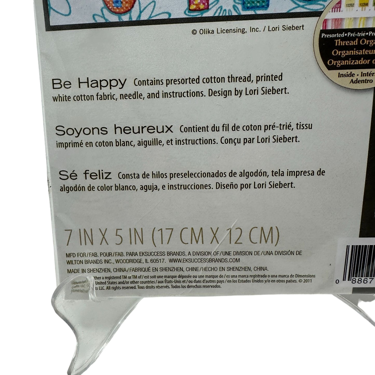 NEW Dimensions 7" x 5" Be Happy Stamped Cross Stitch Kit Craft Needlework
